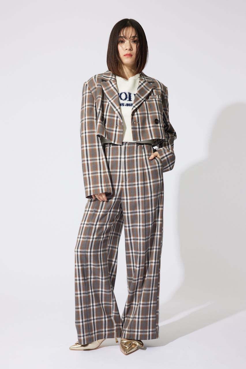 【岡崎紗絵さん着用アイテム】センターピンタックジャストウエストパンツ BRN S