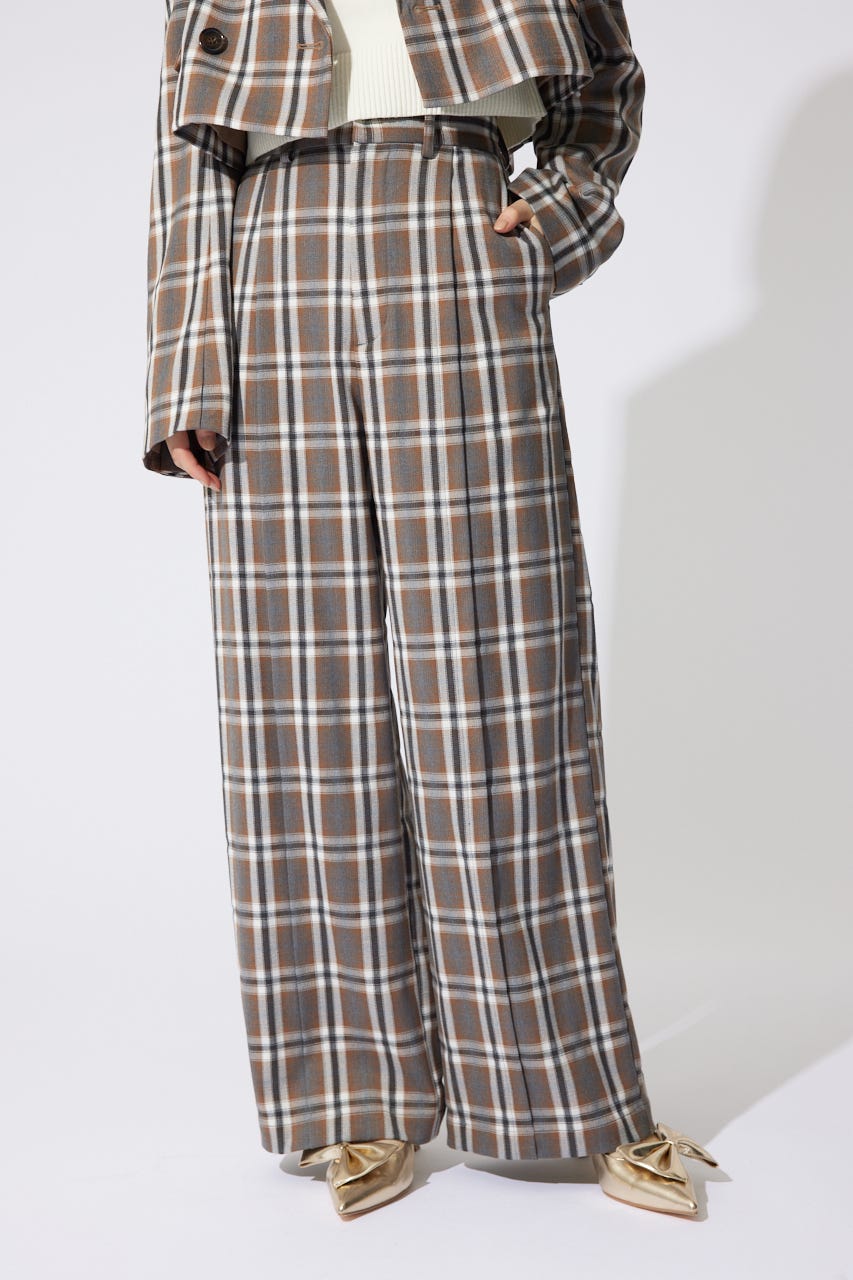 【岡崎紗絵さん着用アイテム】センターピンタックジャストウエストパンツ BRN S