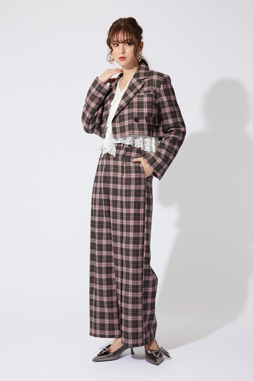 【岡崎紗絵さん着用アイテム】センターピンタックジャストウエストパンツ PNK S