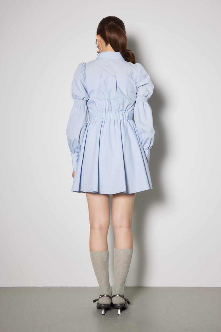 rienda | フロントシャーリングリボンミニシャツフレア