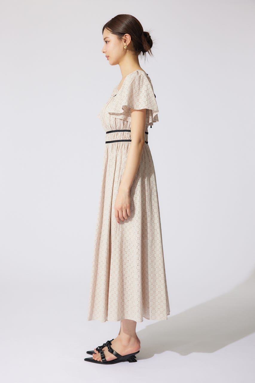 コットンレースフレアワンピース BEG M