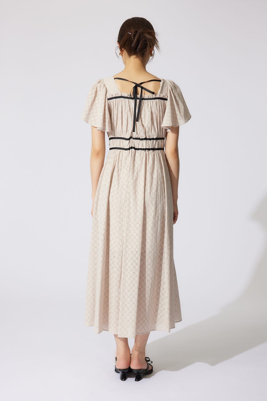 コットンレースフレアワンピース BEG M