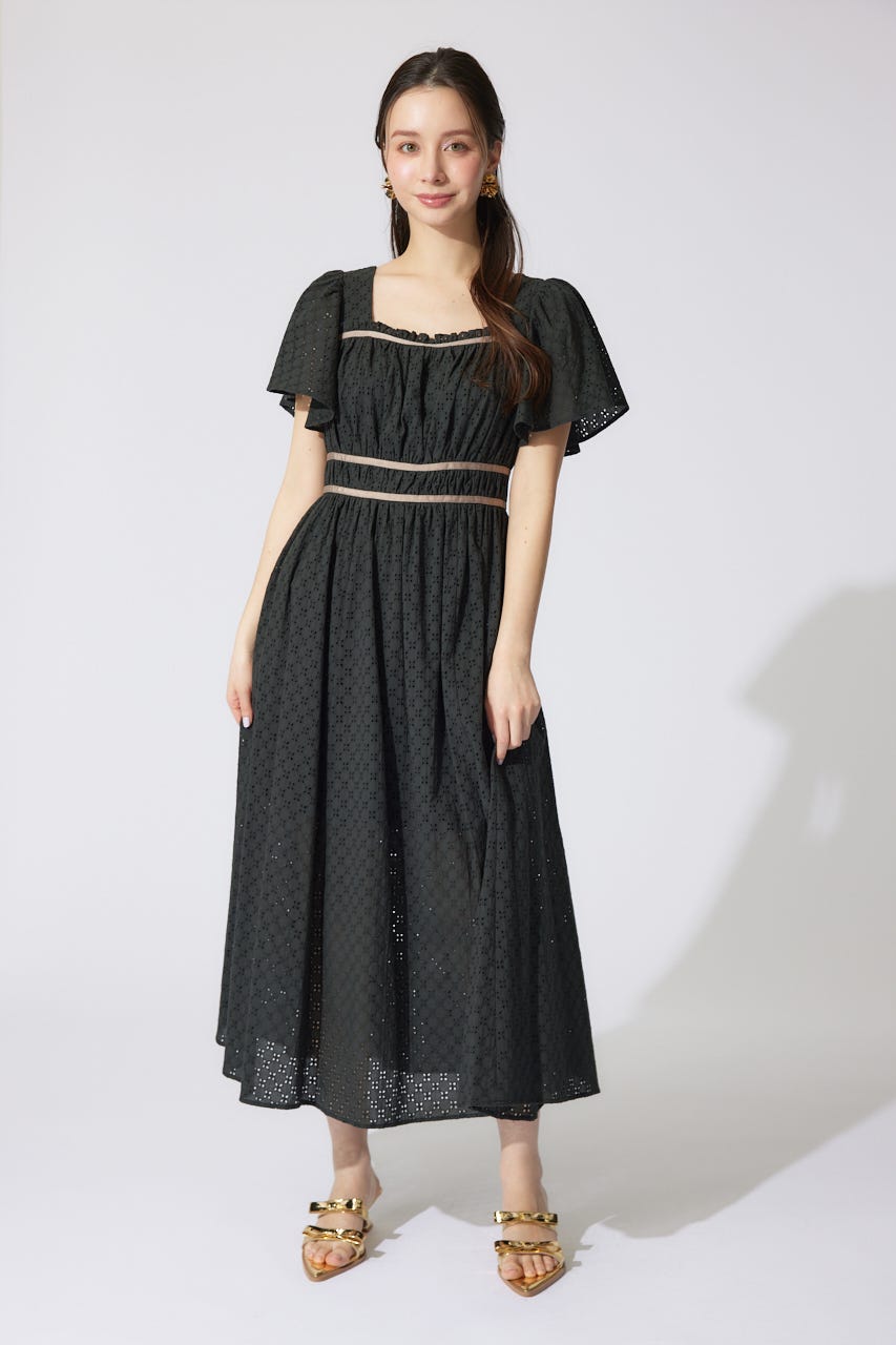 ❣️最終値下げ価格❣️ コットンレース フレアスリーブロングワンピース rienda | コットンレースフレアワンピース (ワンピース(ロング