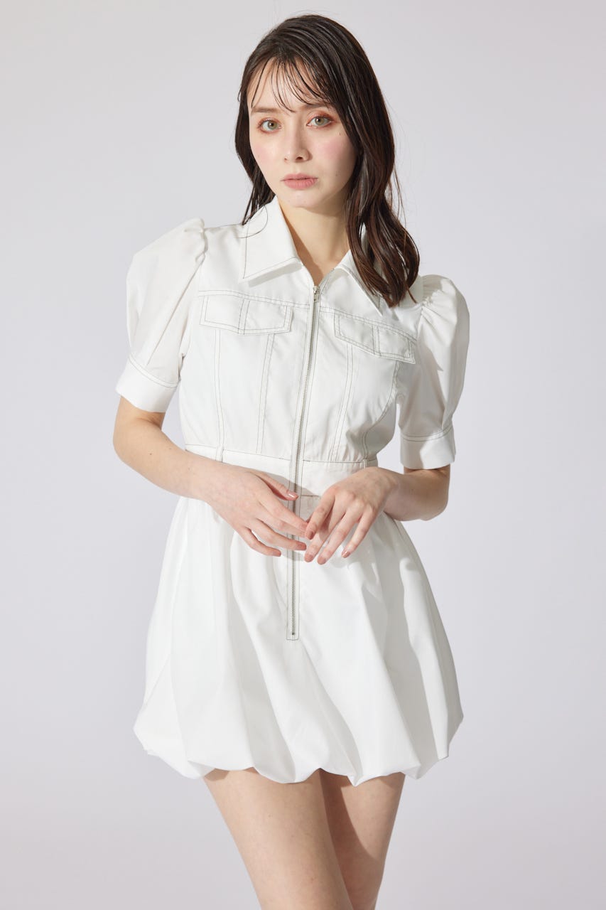 フロントジップバルーンミニロンパース WHT M