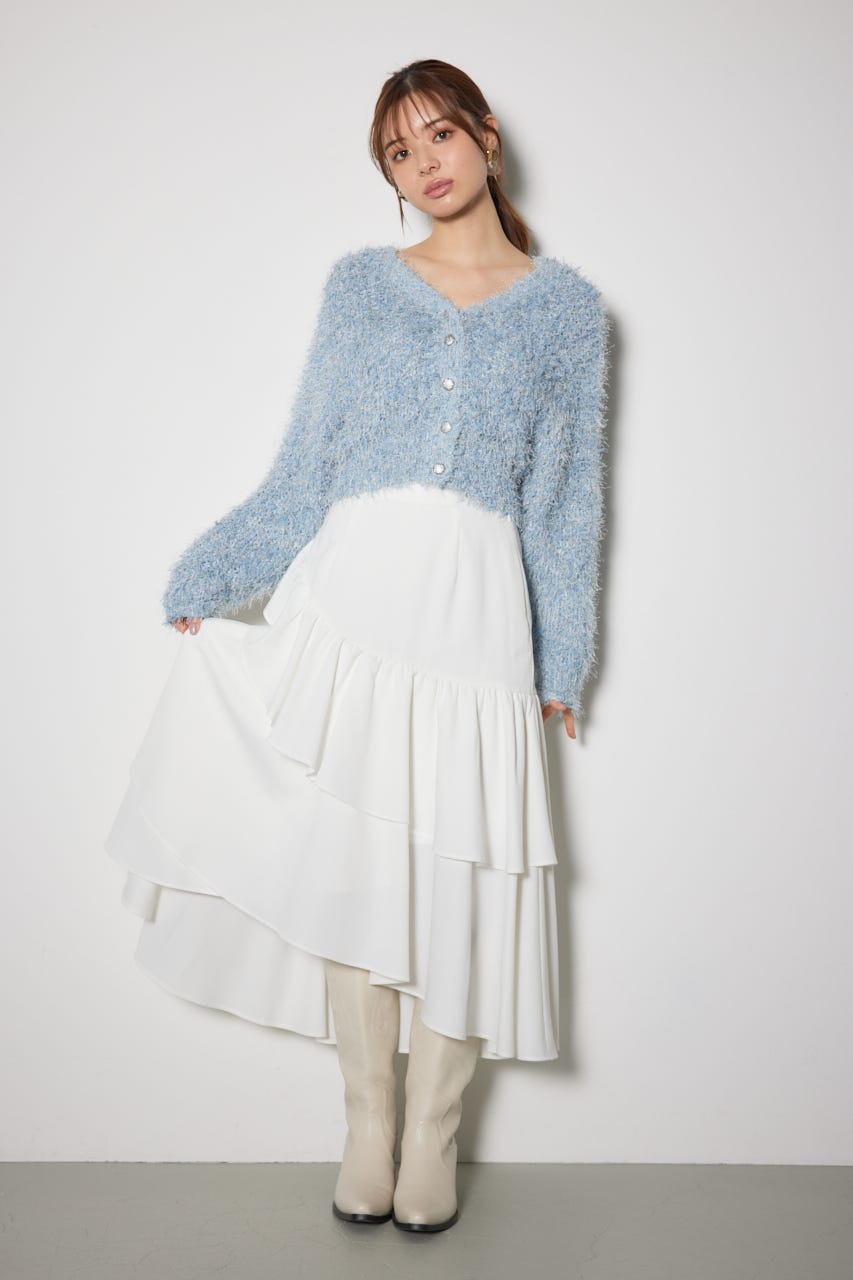 チュールファブリック2WAYニットトップス BLU FREE