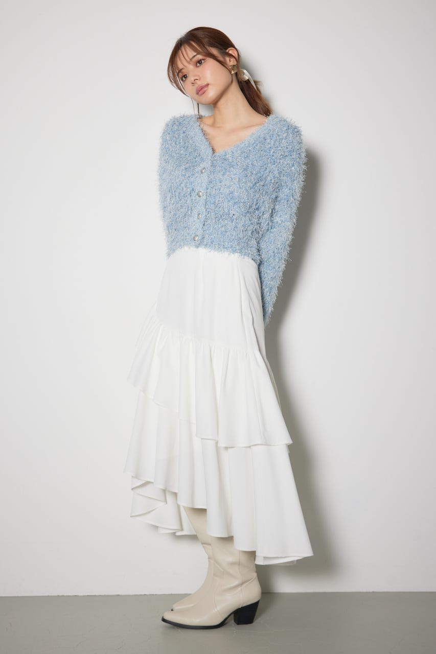 チュールファブリック2WAYニットトップス BLU FREE