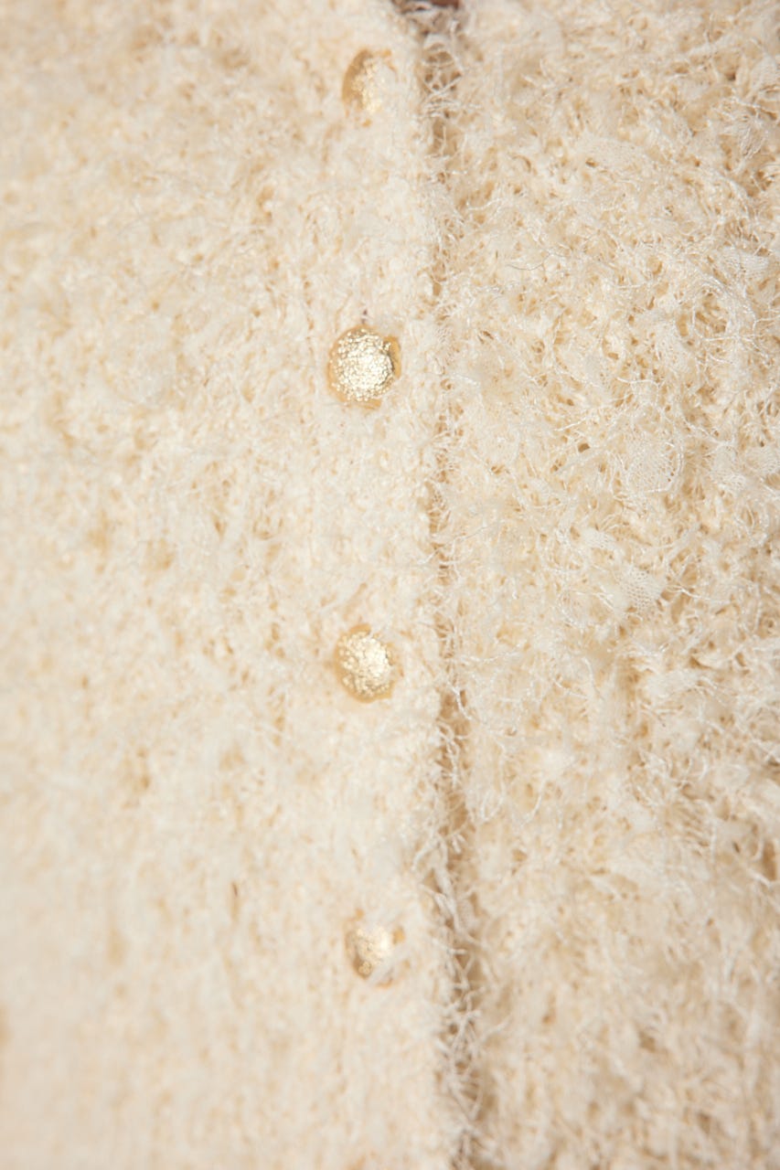 チュールファブリック2WAYニットトップス L/YEL FREE