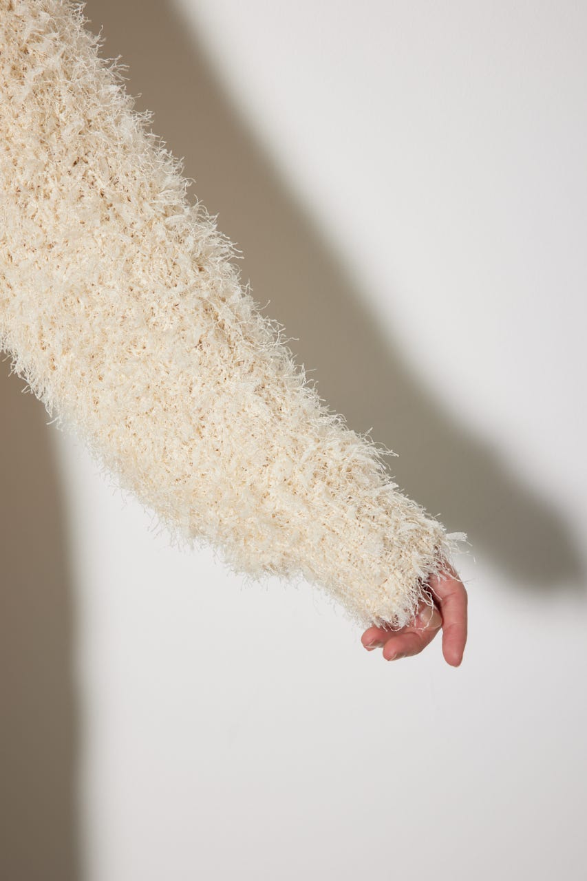 チュールファブリック2WAYニットトップス L/YEL FREE