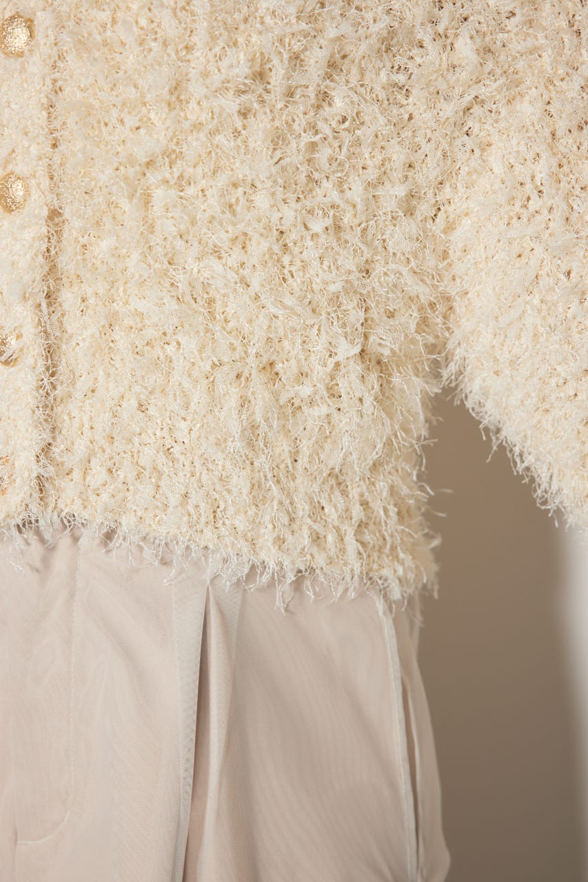 チュールファブリック2WAYニットトップス L/YEL FREE