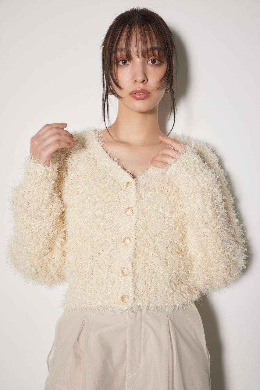 チュールファブリック2WAYニットトップス L/YEL FREE