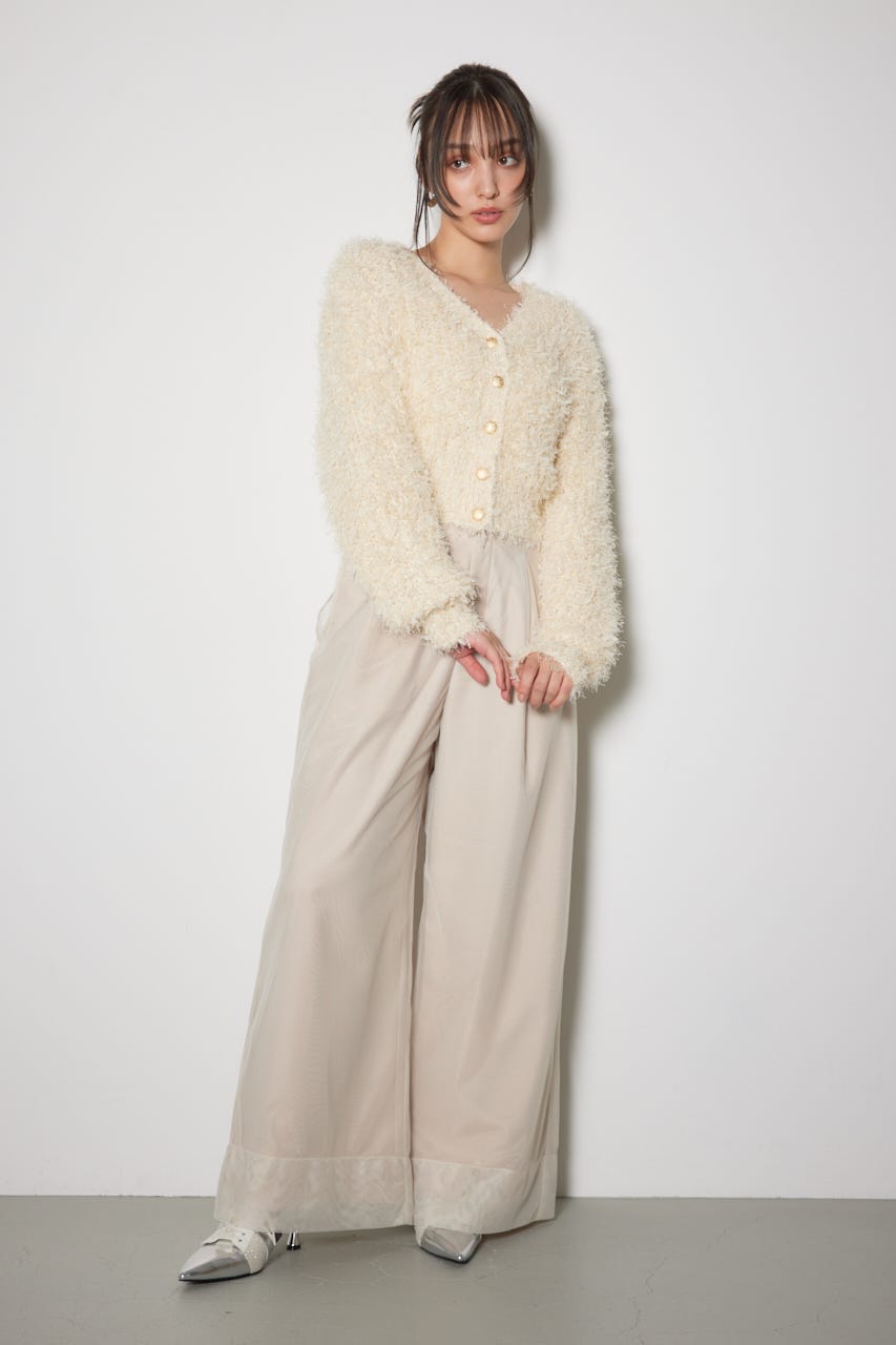 チュールファブリック2WAYニットトップス L/YEL FREE