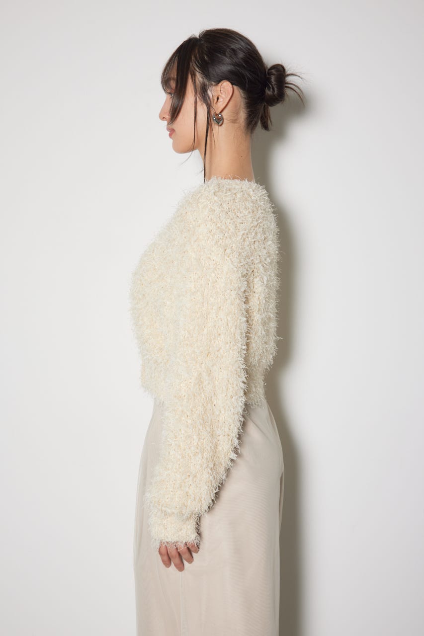 チュールファブリック2WAYニットトップス L/YEL FREE