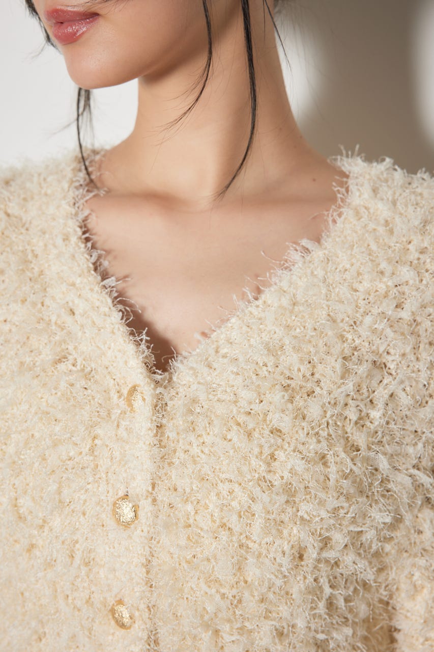 チュールファブリック2WAYニットトップス L/YEL FREE