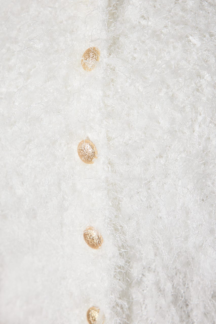 チュールファブリック2WAYニットトップス WHT FREE