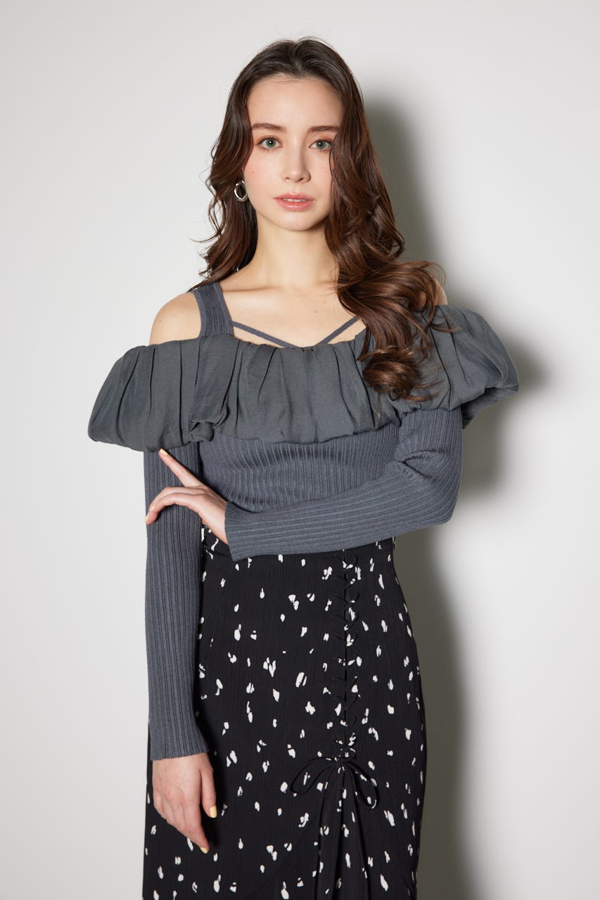2WAYバルーンニットトップス D/GRY FREE