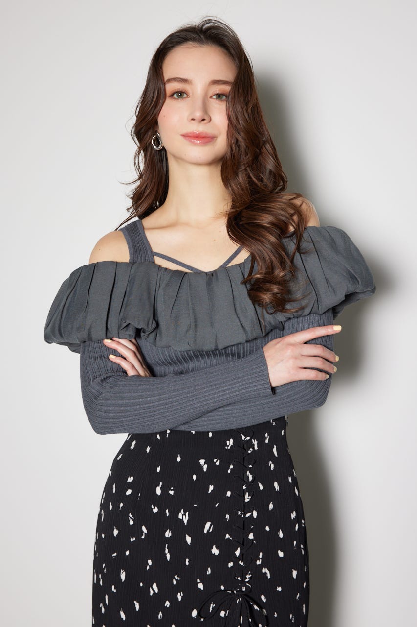 2WAYバルーンニットトップス D/GRY FREE