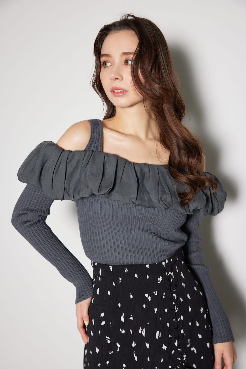 2WAYバルーンニットトップス D/GRY FREE