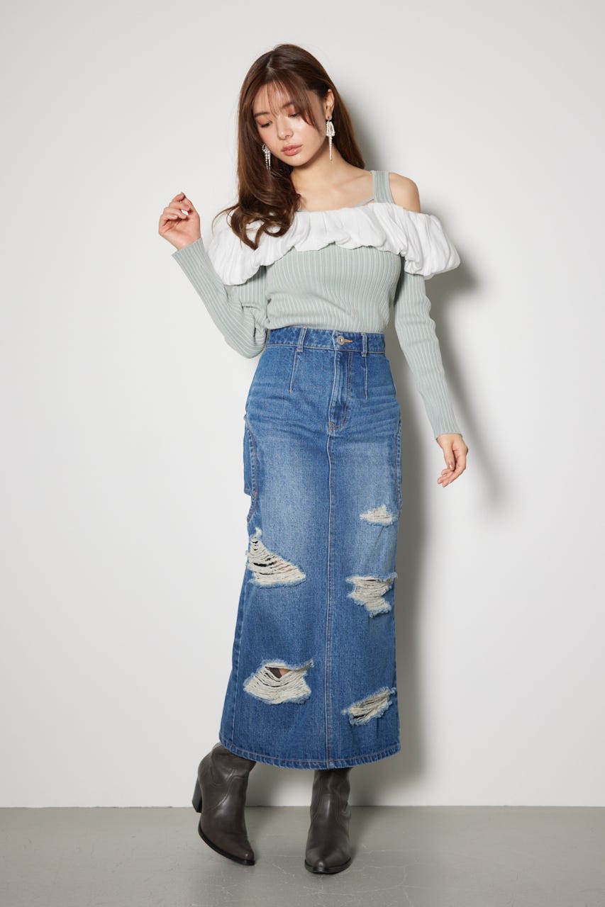 2WAYバルーンニットトップス L/GRN FREE