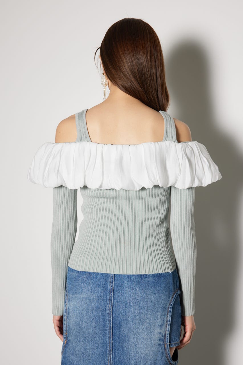 2WAYバルーンニットトップス L/GRN FREE