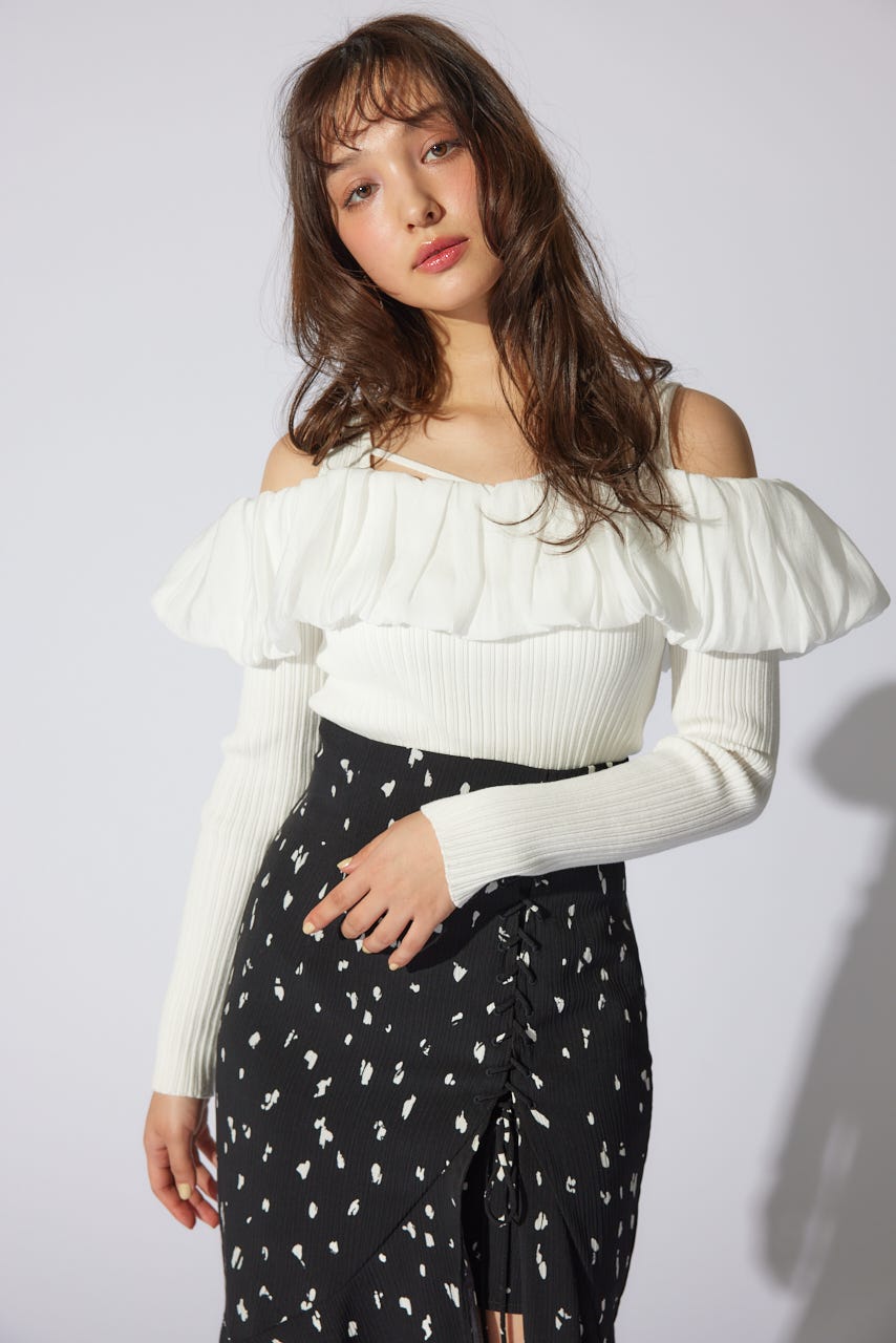2WAYバルーンニットトップス WHT FREE