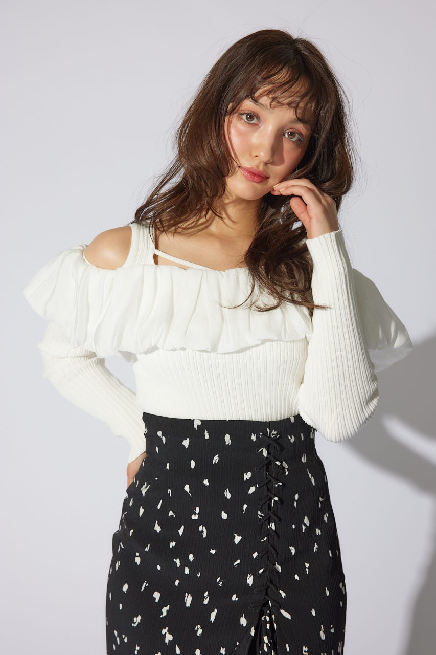 2WAYバルーンニットトップス WHT FREE