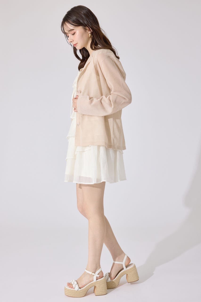 テーラーカラーシアーニットカーディガン BEG FREE