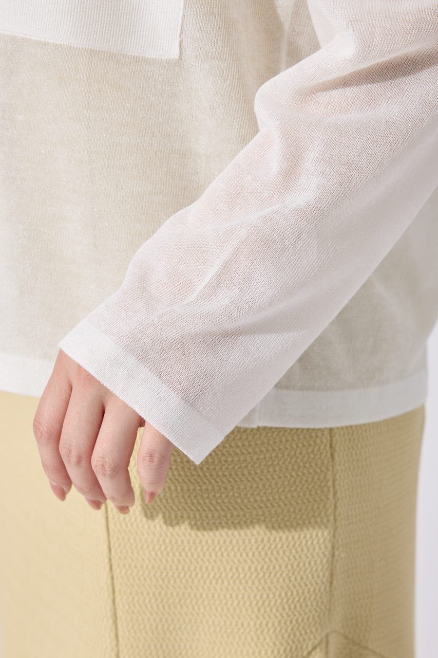 テーラーカラーシアーニットカーディガン WHT FREE