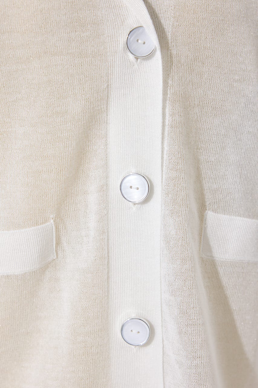 テーラーカラーシアーニットカーディガン WHT FREE