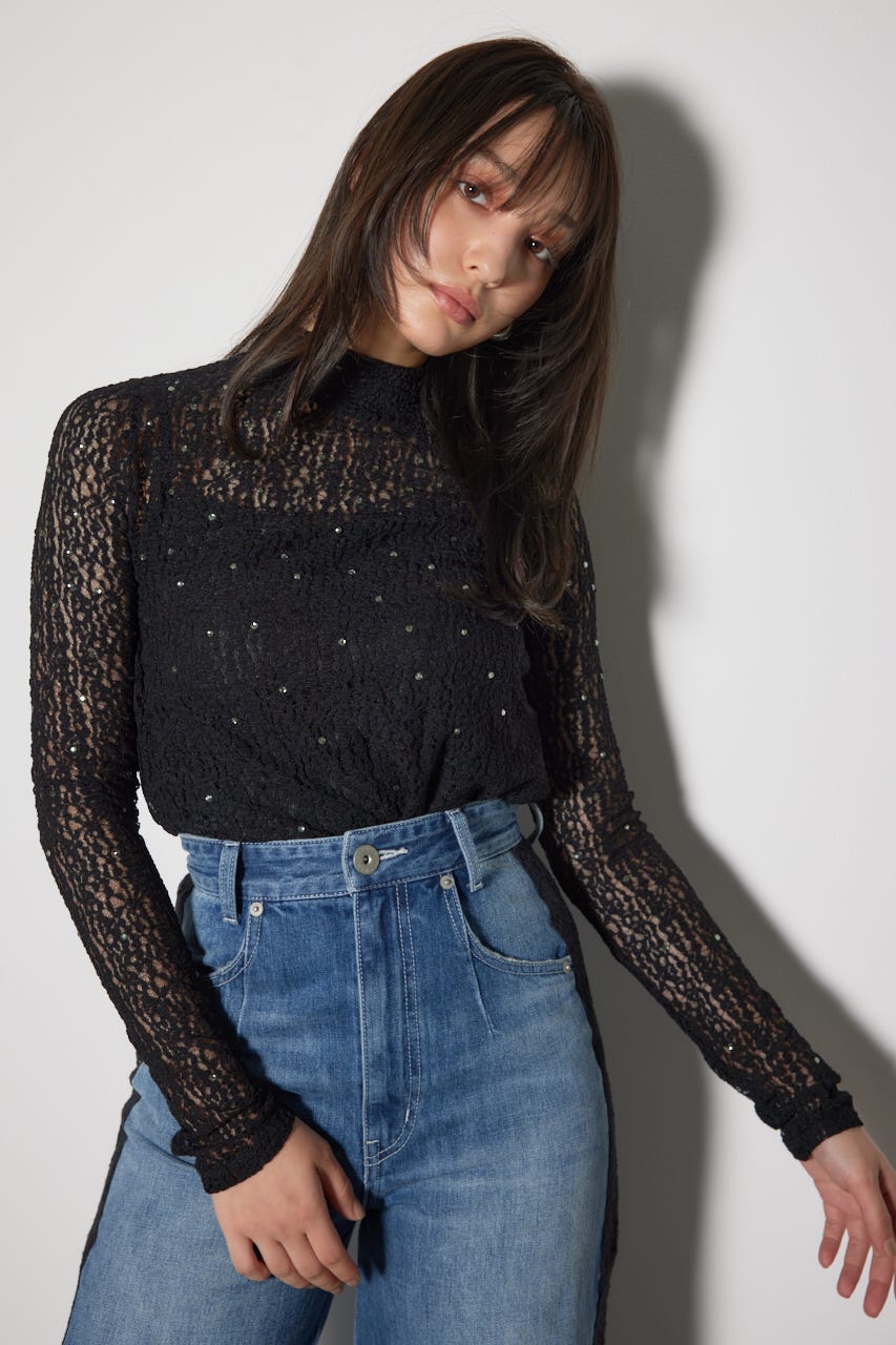 rienda | ストレッチチュールカットトップス (Tシャツ