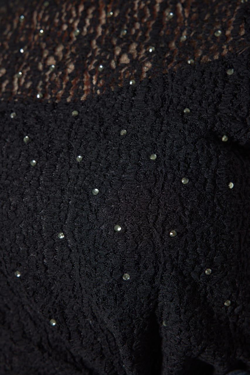 リエンダ カットソー 長袖 チュール レース F 黒 ブラック /YK27 rienda | ユニフォームレディーロンT (Tシャツ・カットソー(長袖