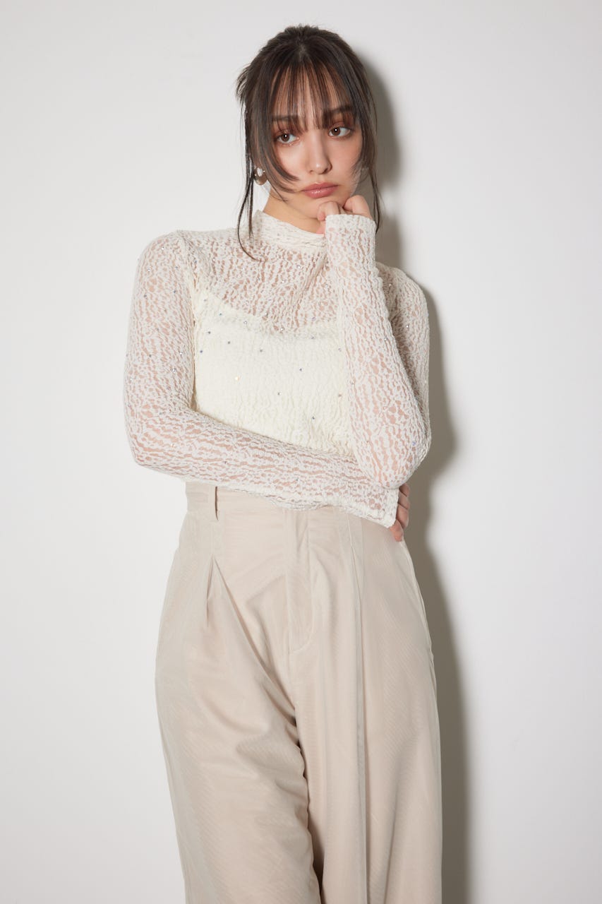 rienda | ストレッチチュールカットトップス (Tシャツ