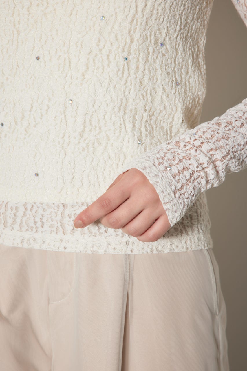 ストレッチチュールカットトップス WHT FREE