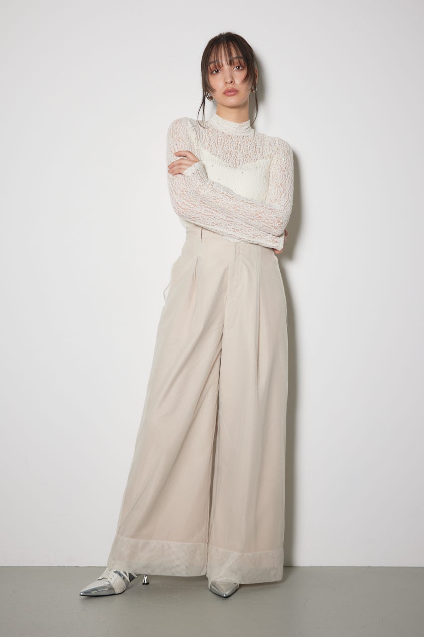 ストレッチチュールカットトップス WHT FREE