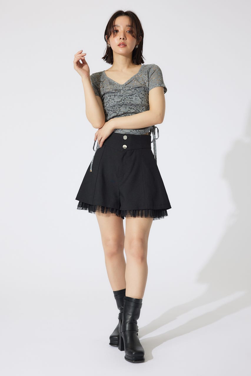rady「新品タグ付」Sheller トップス rienda | バストギャザーデザインレースカットトップス (Tシャツ
