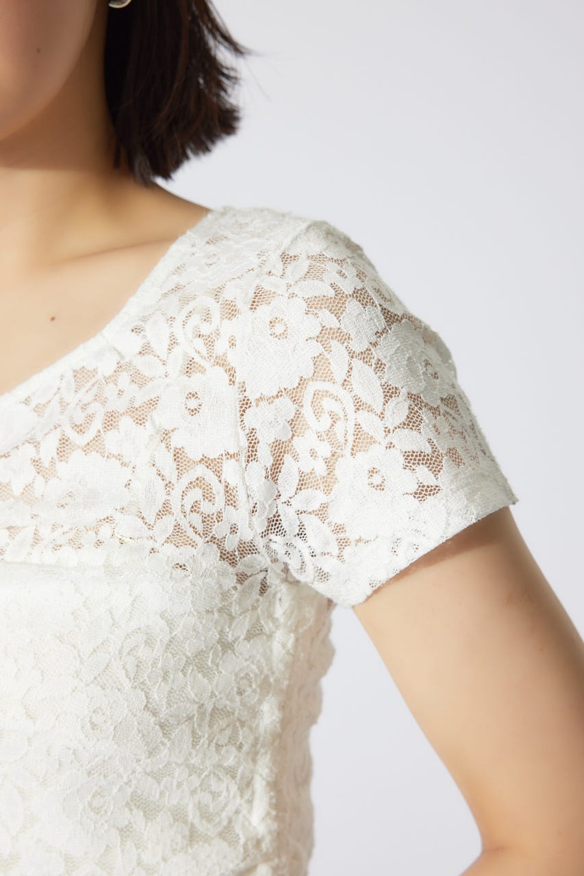 バストギャザーデザインレースカットトップス WHT FREE