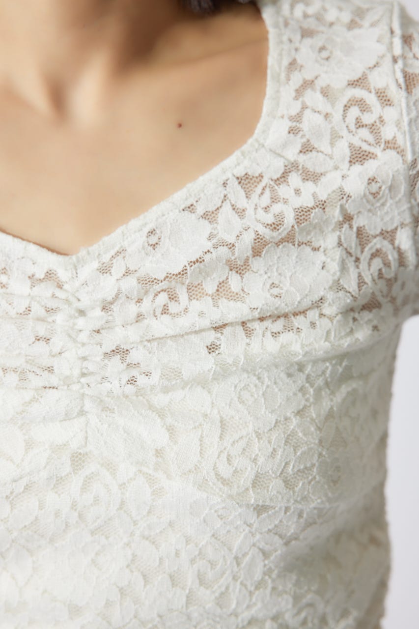 バストギャザーデザインレースカットトップス WHT FREE