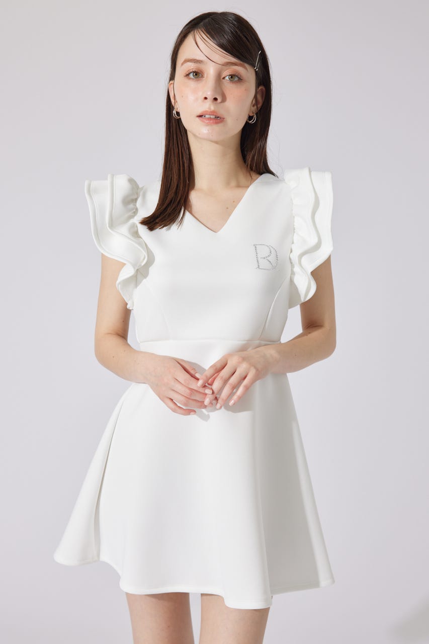 RDショルダーフリルカットミニワンピース WHT M