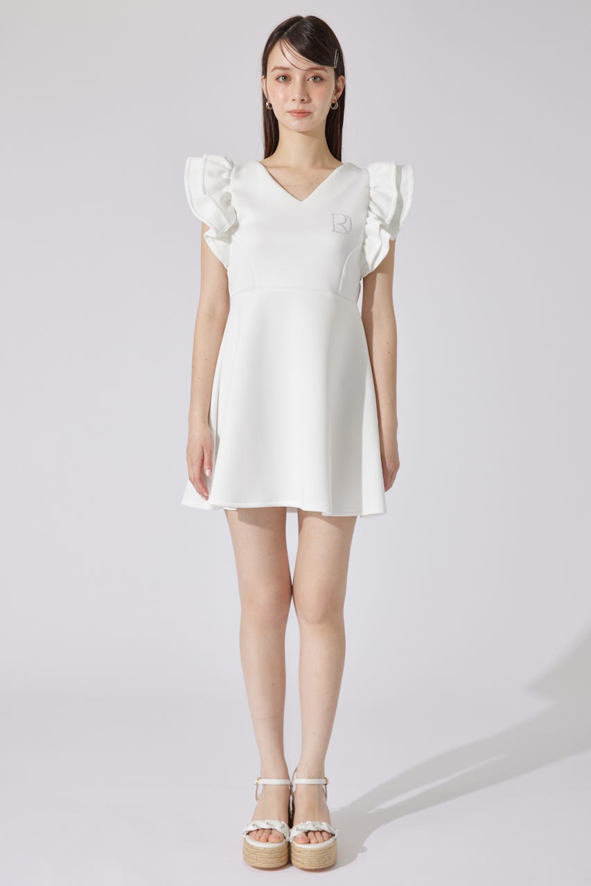 RDショルダーフリルカットミニワンピース WHT M