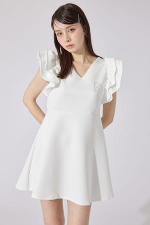 RDショルダーフリルカットミニワンピース
