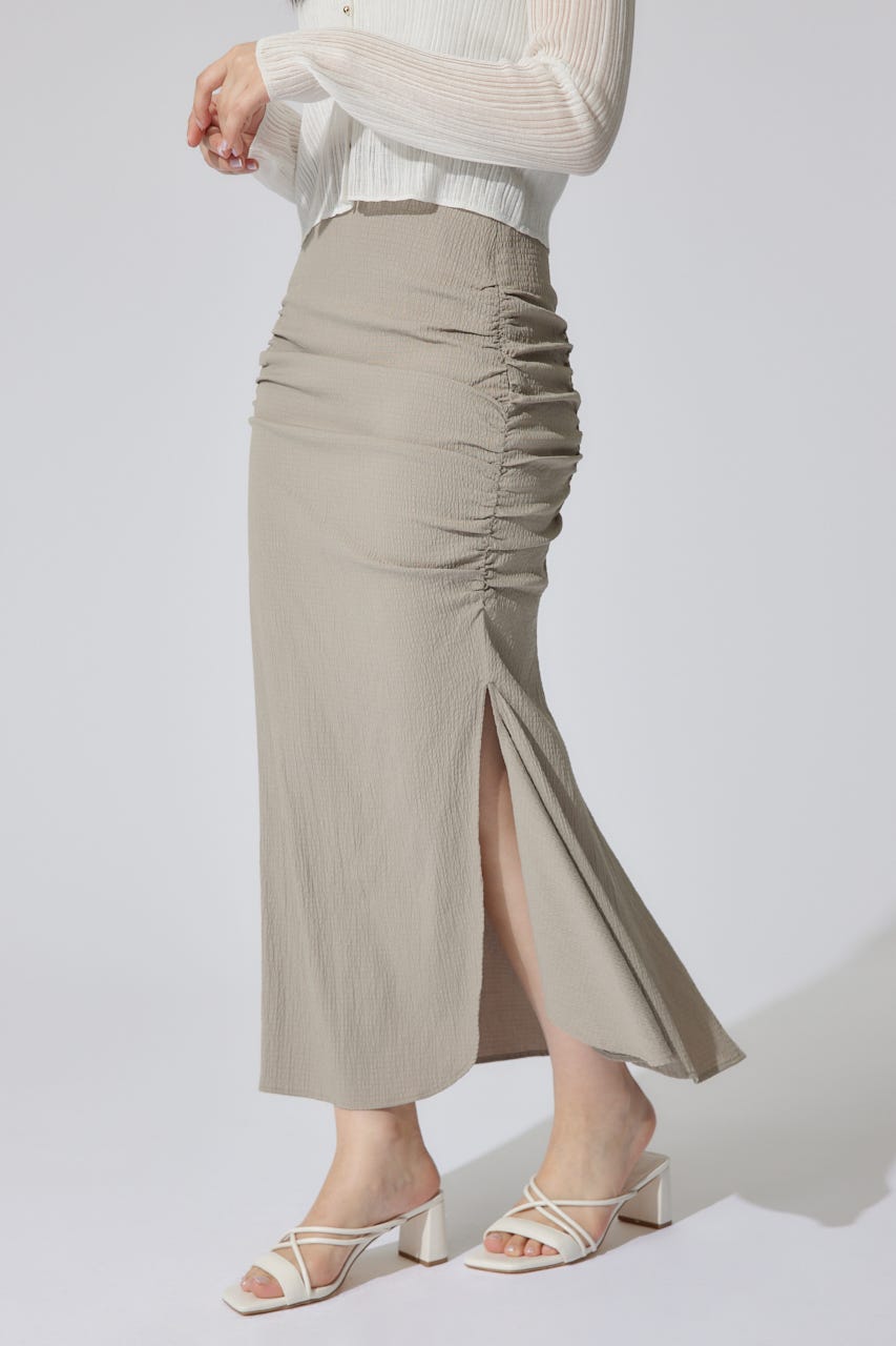 【AKB48 水島美結さん着用】ギャザーマーメイドジャストウエストスカート BEG M