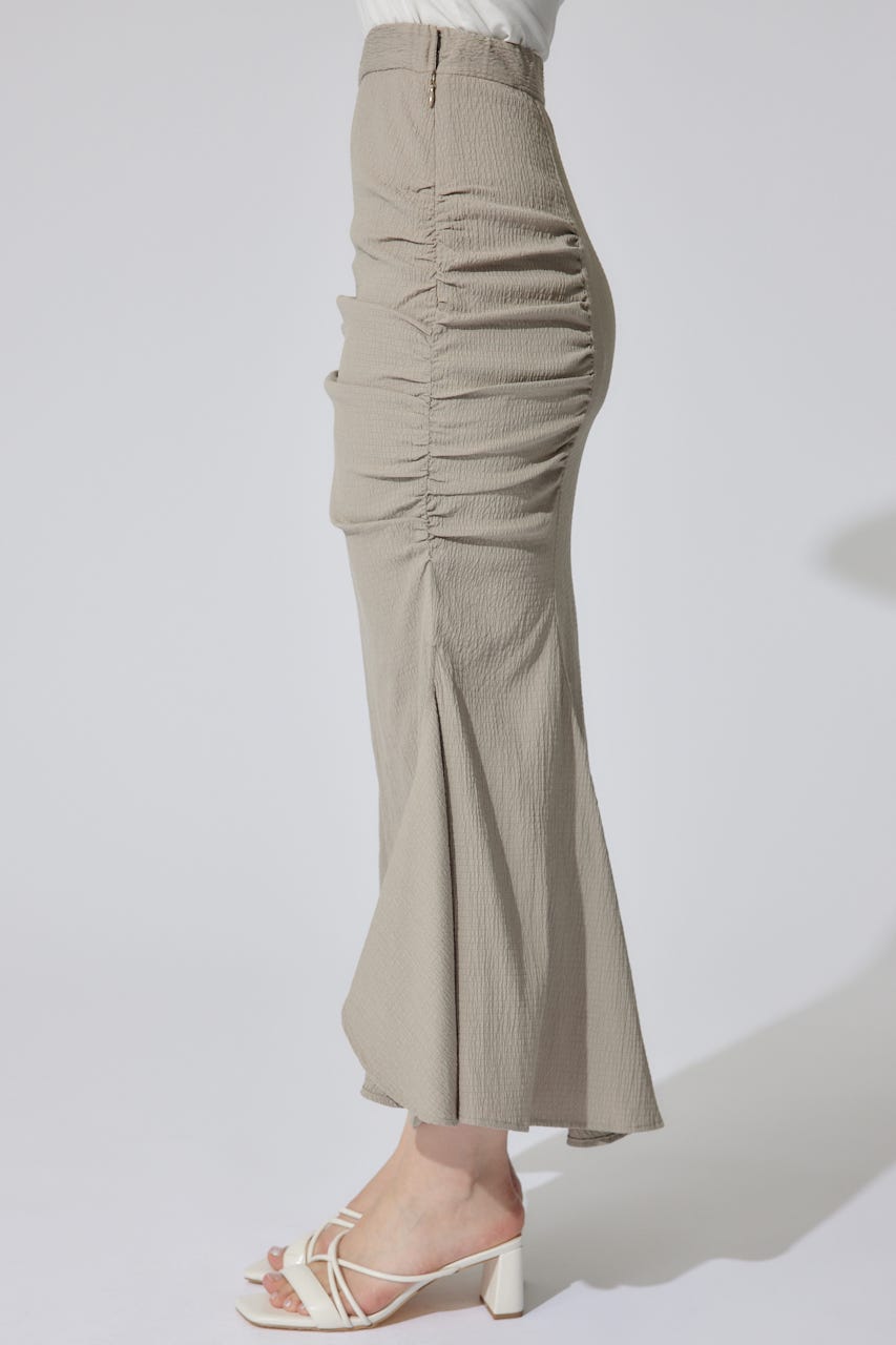 【AKB48 水島美結さん着用】ギャザーマーメイドジャストウエストスカート BEG M