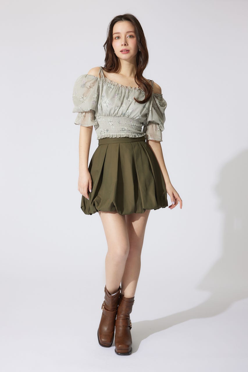 バルーンミニジャストウエストスコートショートパンツ KHA M