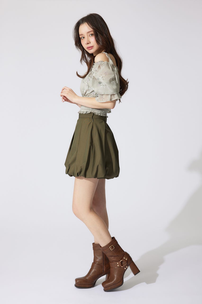 バルーンミニジャストウエストスコートショートパンツ KHA M