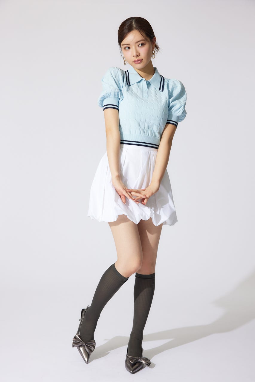 バルーンミニジャストウエストスコートショートパンツ WHT M