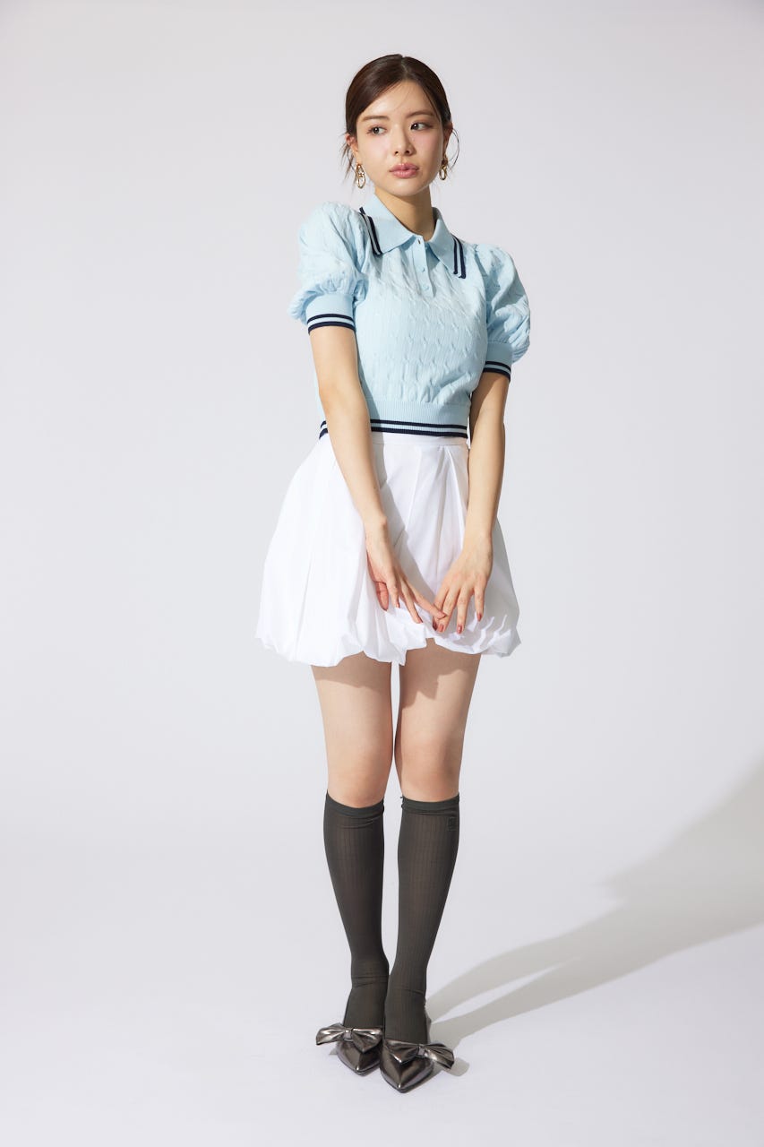 バルーンミニジャストウエストスコートショートパンツ WHT M