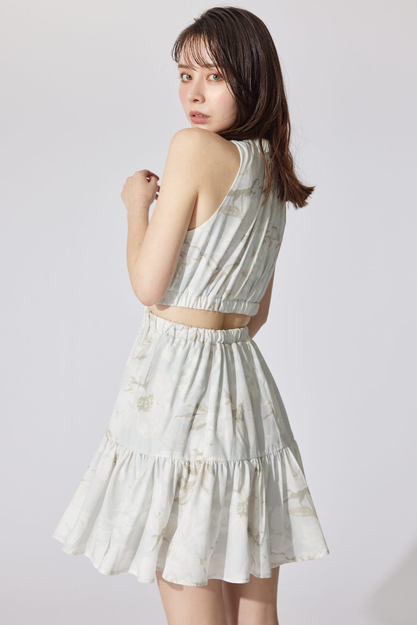 【AKB48 千葉恵里さん着用・女神ワンピ】【WEB限定カラー】ホルターネックギャザーミニフレアワンピース 柄PUR S