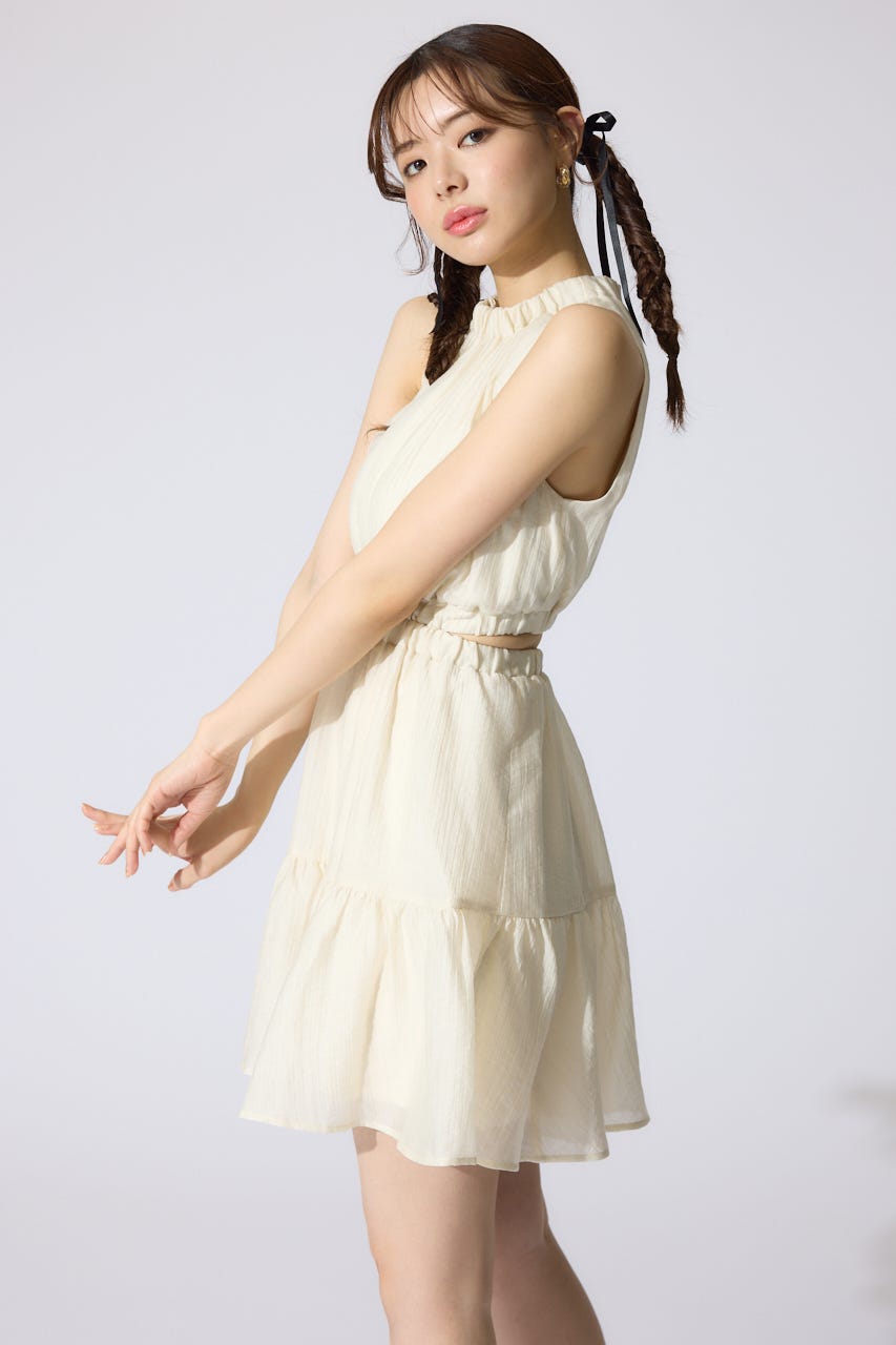 【AKB48 千葉恵里さん着用・女神ワンピ】ホルターネックギャザーミニフレアワンピース IVOY M