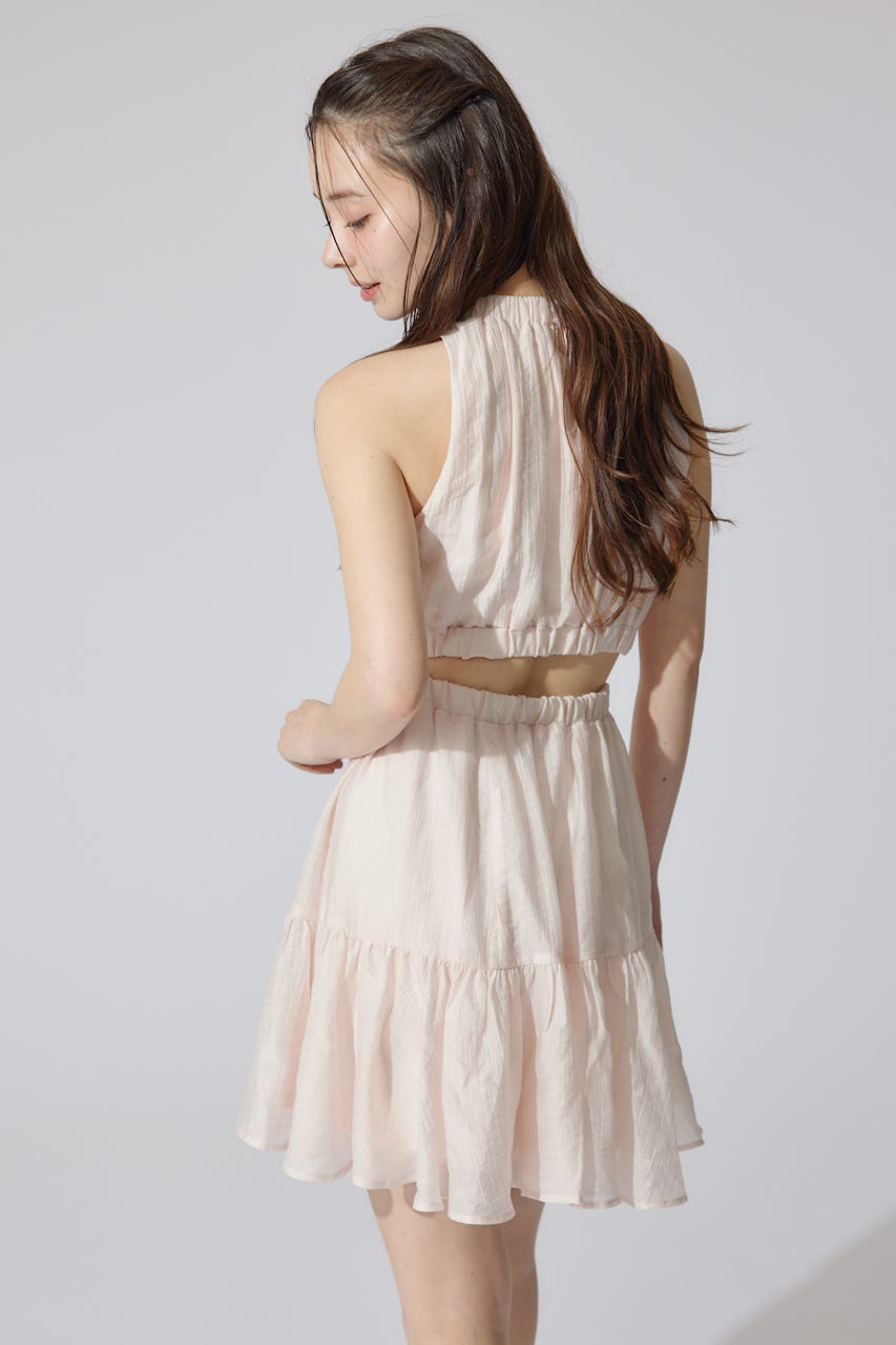 【AKB48 千葉恵里さん着用・女神ワンピ】ホルターネックギャザーミニフレアワンピース PNK M