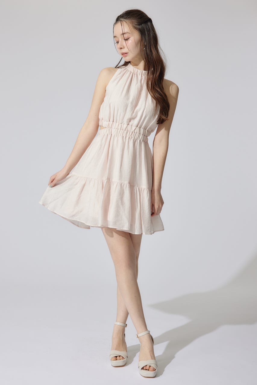 ホルターネックギャザーミニフレアワンピース rienda 新品タグ付き Mサイズ rienda | 【AKB48 千葉恵里さん着用・女神ワンピ