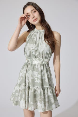 【AKB48 千葉恵里さん着用・女神ワンピ】ホルターネックギャザーミニフレアワンピース